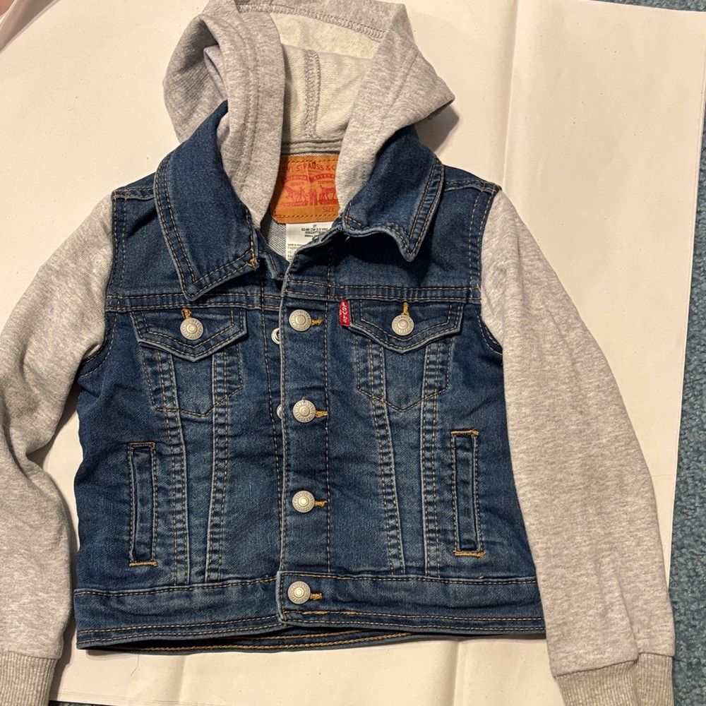 Levi's Kids Blue Denim Jacket with Gray Sleeves